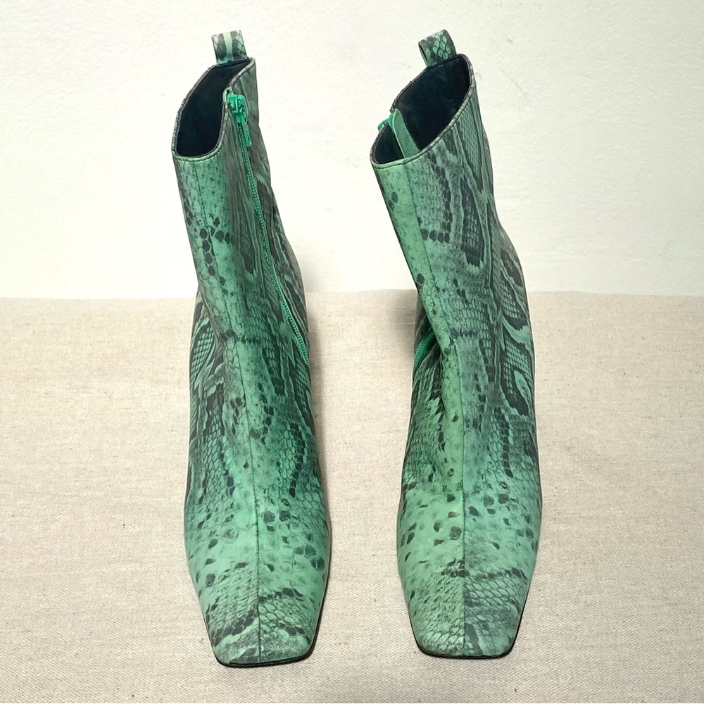 Miista London marchelle light green snake print square toe heeled boots sz 39 - Picture 3 of 8